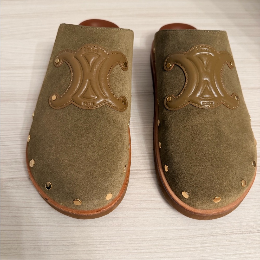 Celine Olive Green and Brown Women's Shoes - Picture 3 of 6
